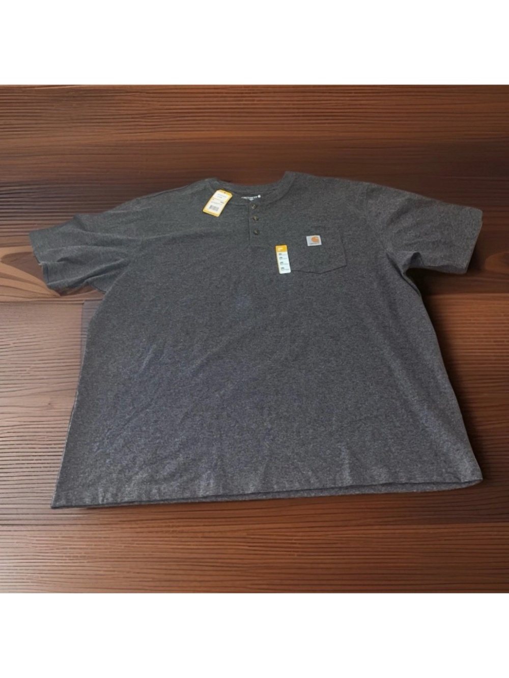 NWT Carhartt Mens Gray Loose Fit 1/4 Button T-shirt Pocket Short Sleeve 2XL Work